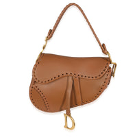 Brown Calfskin Whipstitch Saddle Bag