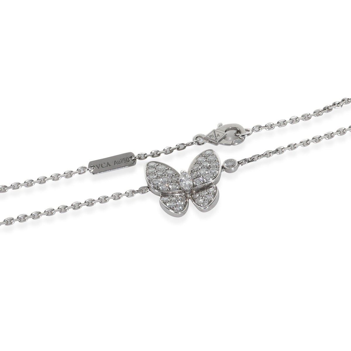 White Gold Diamond Two Butterfly Necklace