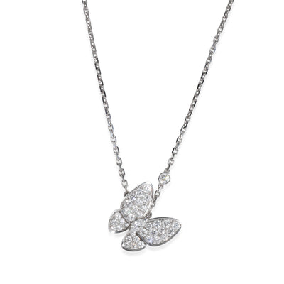 White Gold Diamond Two Butterfly Necklace