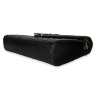 Black Grain De Poudre Mixed Matelasse Large Triquilt Satchel