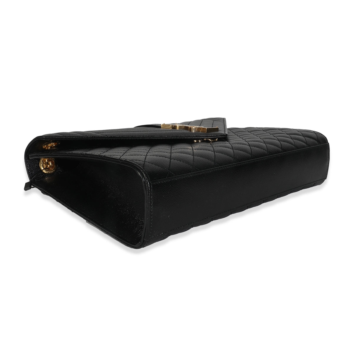 Black Grain De Poudre Mixed Matelasse Large Triquilt Satchel