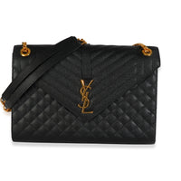Black Grain De Poudre Mixed Matelasse Large Triquilt Satchel