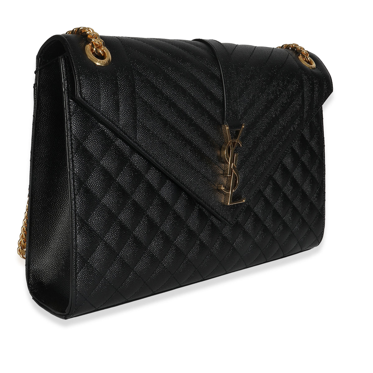 Black Grain De Poudre Mixed Matelasse Large Triquilt Satchel
