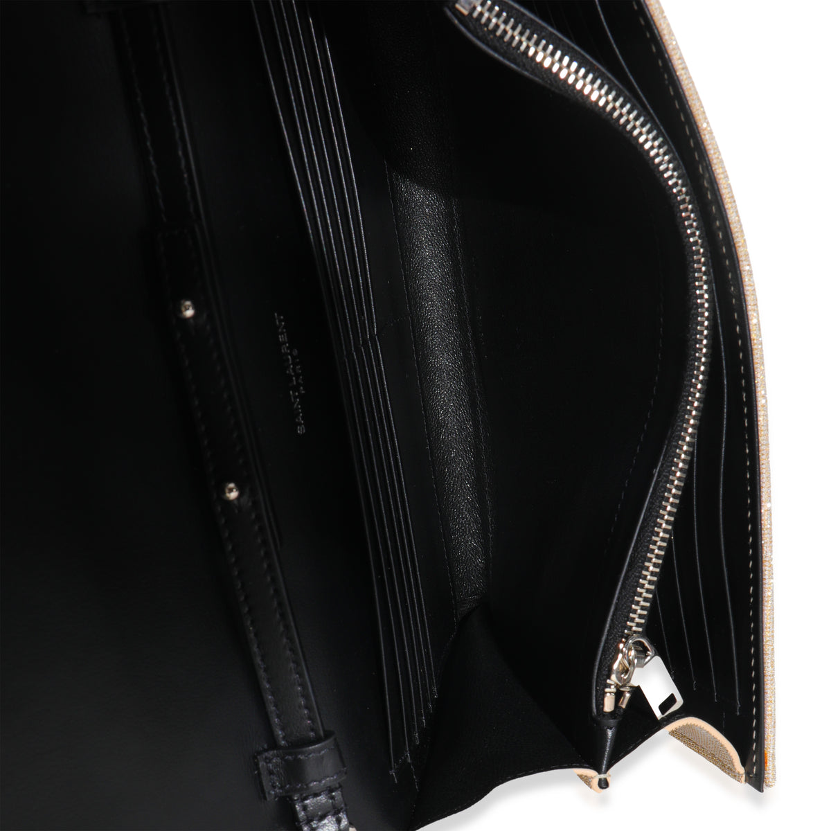 Beige Metallic Sparkle Fabric Monogram Kate Chain Bag