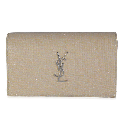 Beige Metallic Sparkle Fabric Monogram Kate Chain Bag