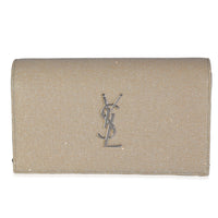 Beige Metallic Sparkle Fabric Monogram Kate Chain Bag