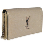 Beige Metallic Sparkle Fabric Monogram Kate Chain Bag