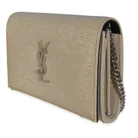 Beige Metallic Sparkle Fabric Monogram Kate Chain Bag
