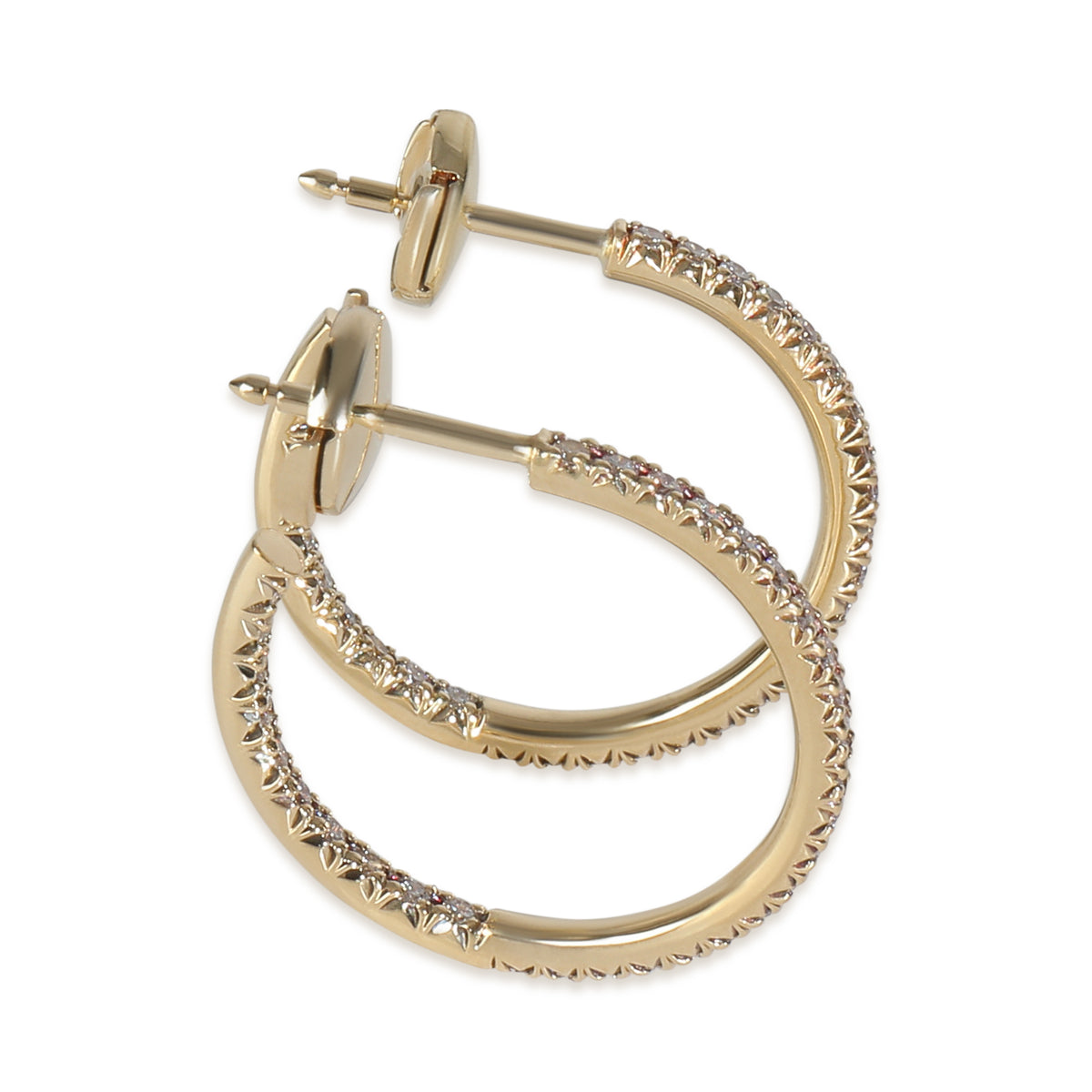 Yellow Gold Diamond Metro Medium Size Hoop Earrings