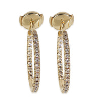 Yellow Gold Diamond Metro Medium Size Hoop Earrings