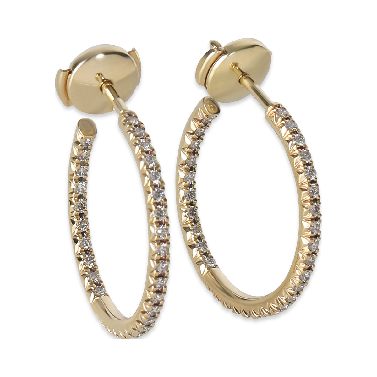 Yellow Gold Diamond Metro Medium Size Hoop Earrings