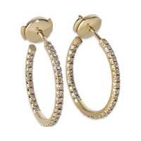 Yellow Gold Diamond Metro Medium Size Hoop Earrings