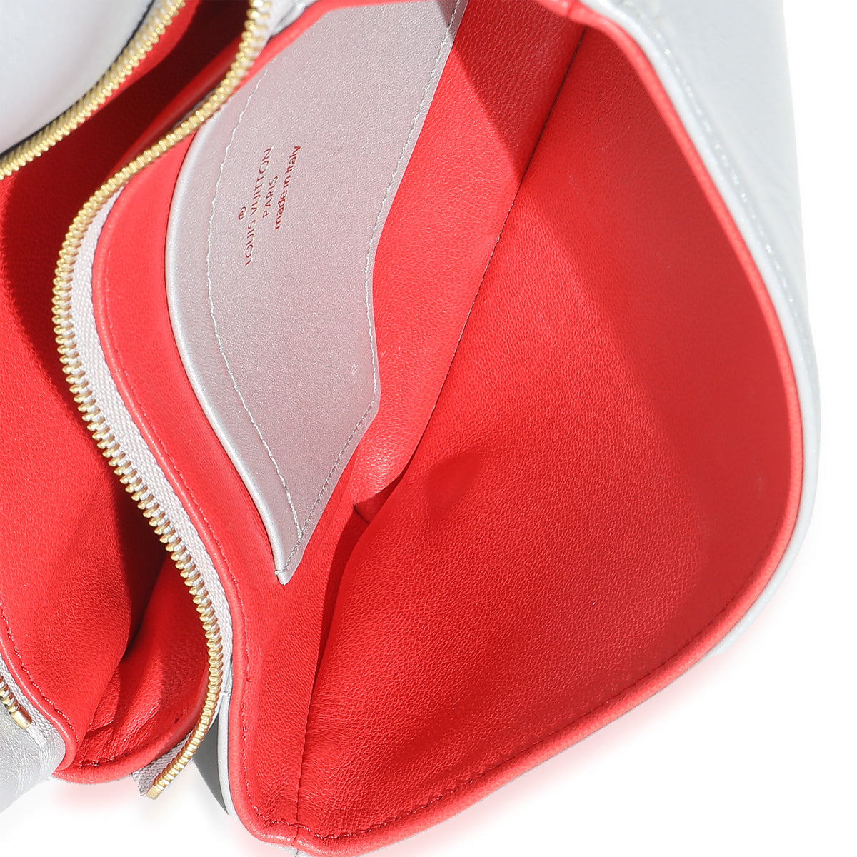 Silver Metallic Lambskin Embossed Monogram Pochette Coussin