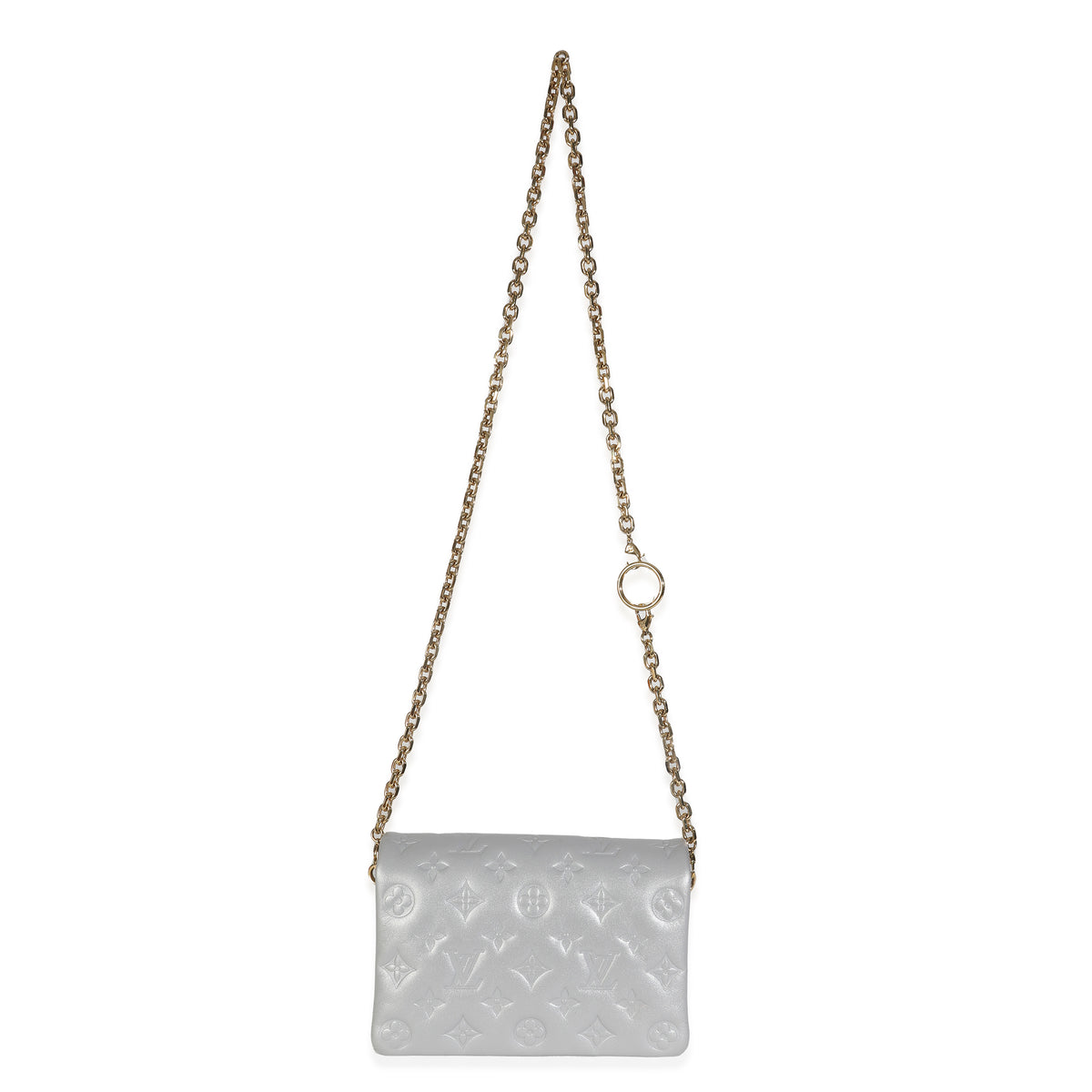 Silver Metallic Lambskin Embossed Monogram Pochette Coussin