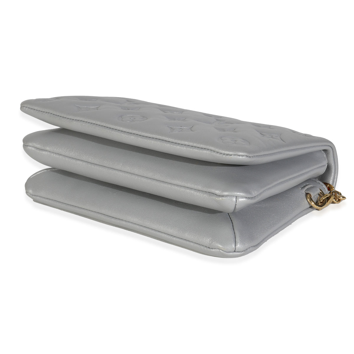 Silver Metallic Lambskin Embossed Monogram Pochette Coussin