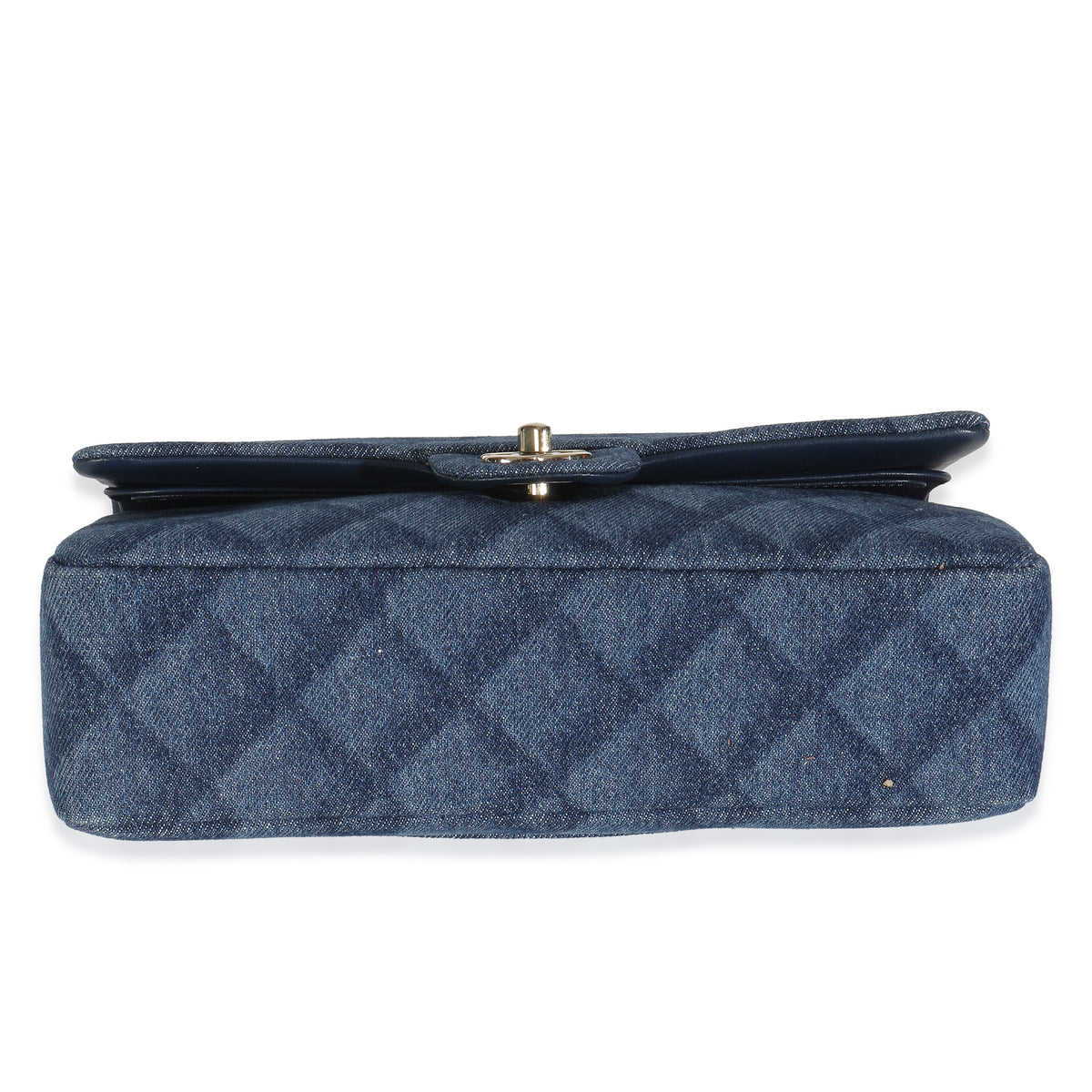Dark Blue Printed Denim Medium Classic Double Flap Bag