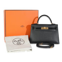 Black Madame Calfskin Shiny Alligator Sellier Mini Kelly II 20 GHW