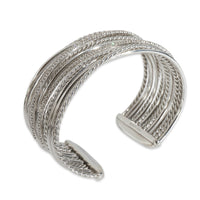 Sterling Silver Diamond Wide Crossover Bracelet