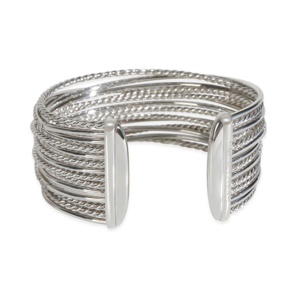 Sterling Silver Diamond Wide Crossover Bracelet