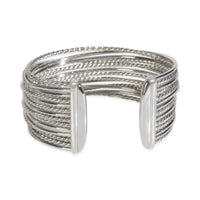 Sterling Silver Diamond Wide Crossover Bracelet