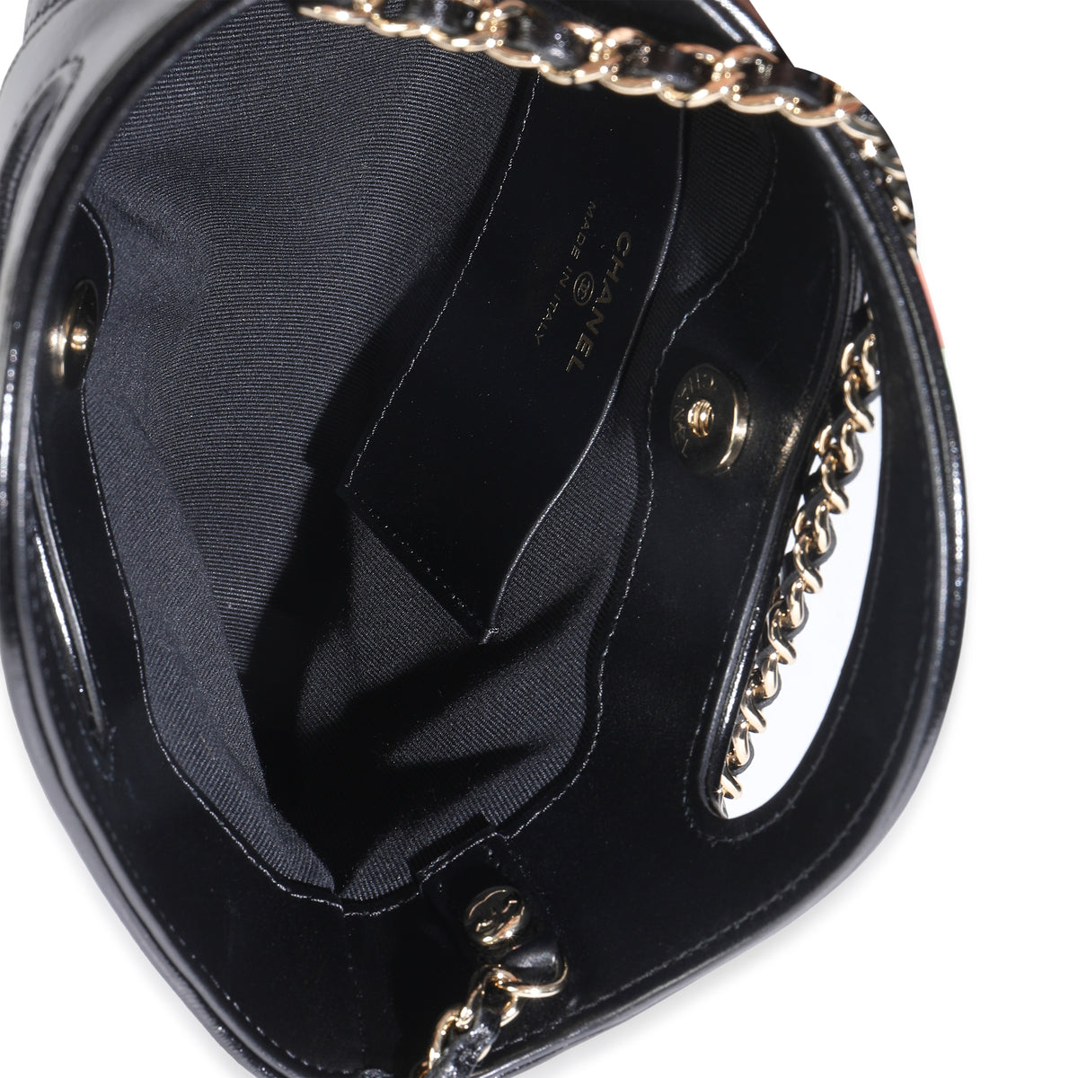 Black Shiny Crumpled Calfskin Quilted Nano 31 Shopping Bag