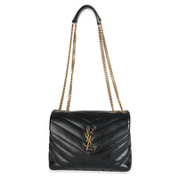 Black Calfskin Y Quilted Monogram Small Loulou Chain Satchel
