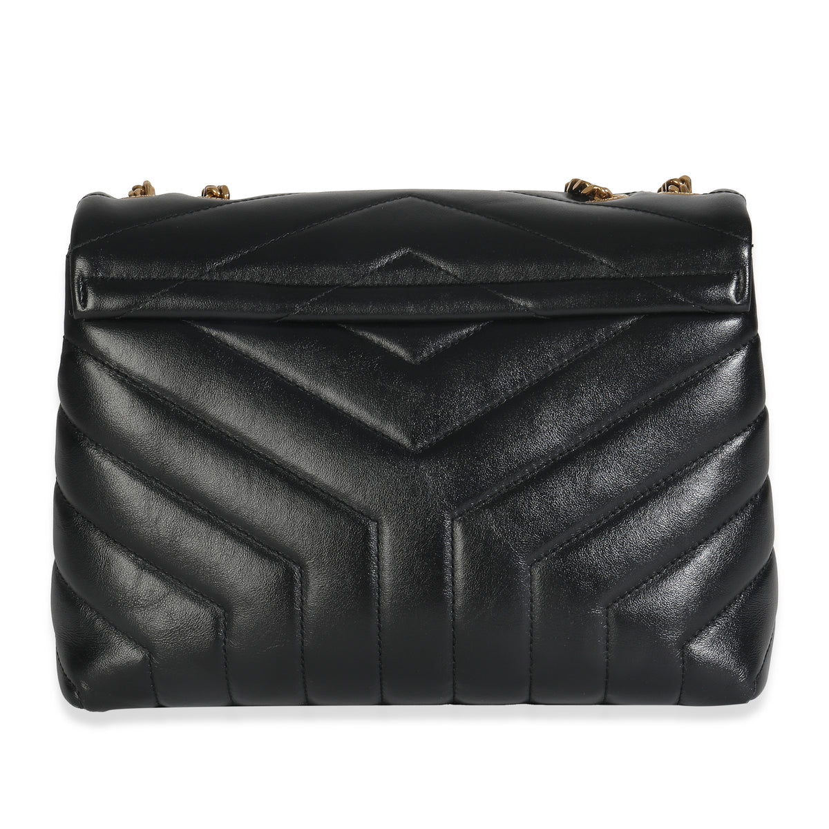 Black Calfskin Y Quilted Monogram Small Loulou Chain Satchel