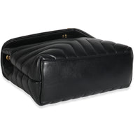 Black Calfskin Y Quilted Monogram Small Loulou Chain Satchel