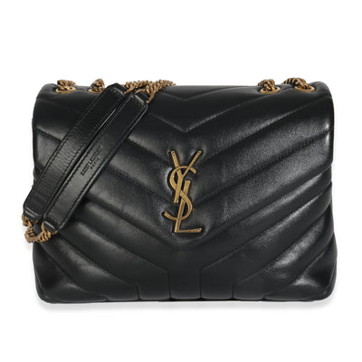 Black Calfskin Y Quilted Monogram Small Loulou Chain Satchel