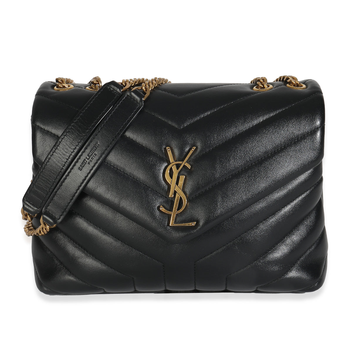 Black Calfskin Y Quilted Monogram Small Loulou Chain Satchel