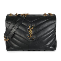 Black Calfskin Y Quilted Monogram Small Loulou Chain Satchel