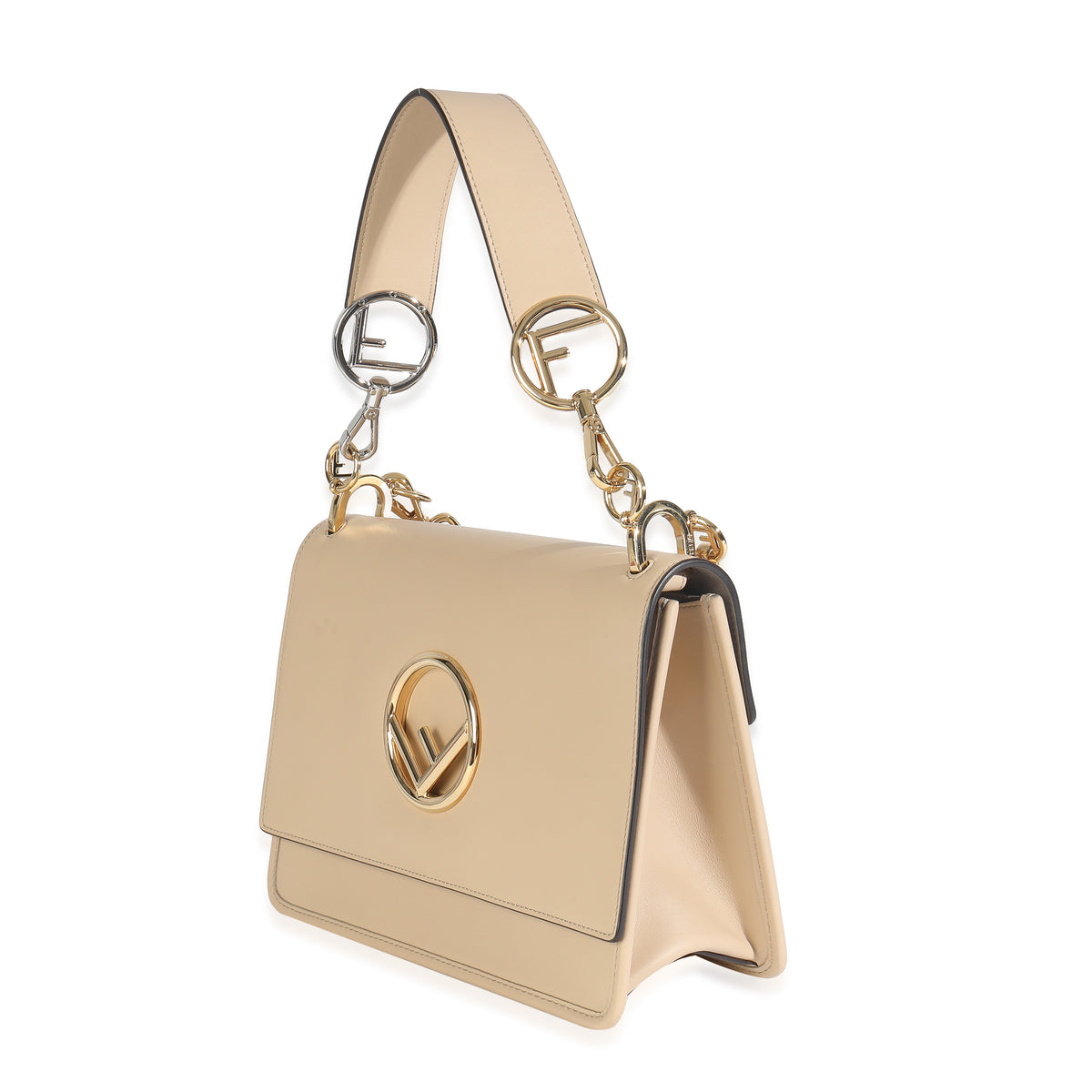 Beige Vitello Century Opaco F is Fendi Kan I Shoulder Bag