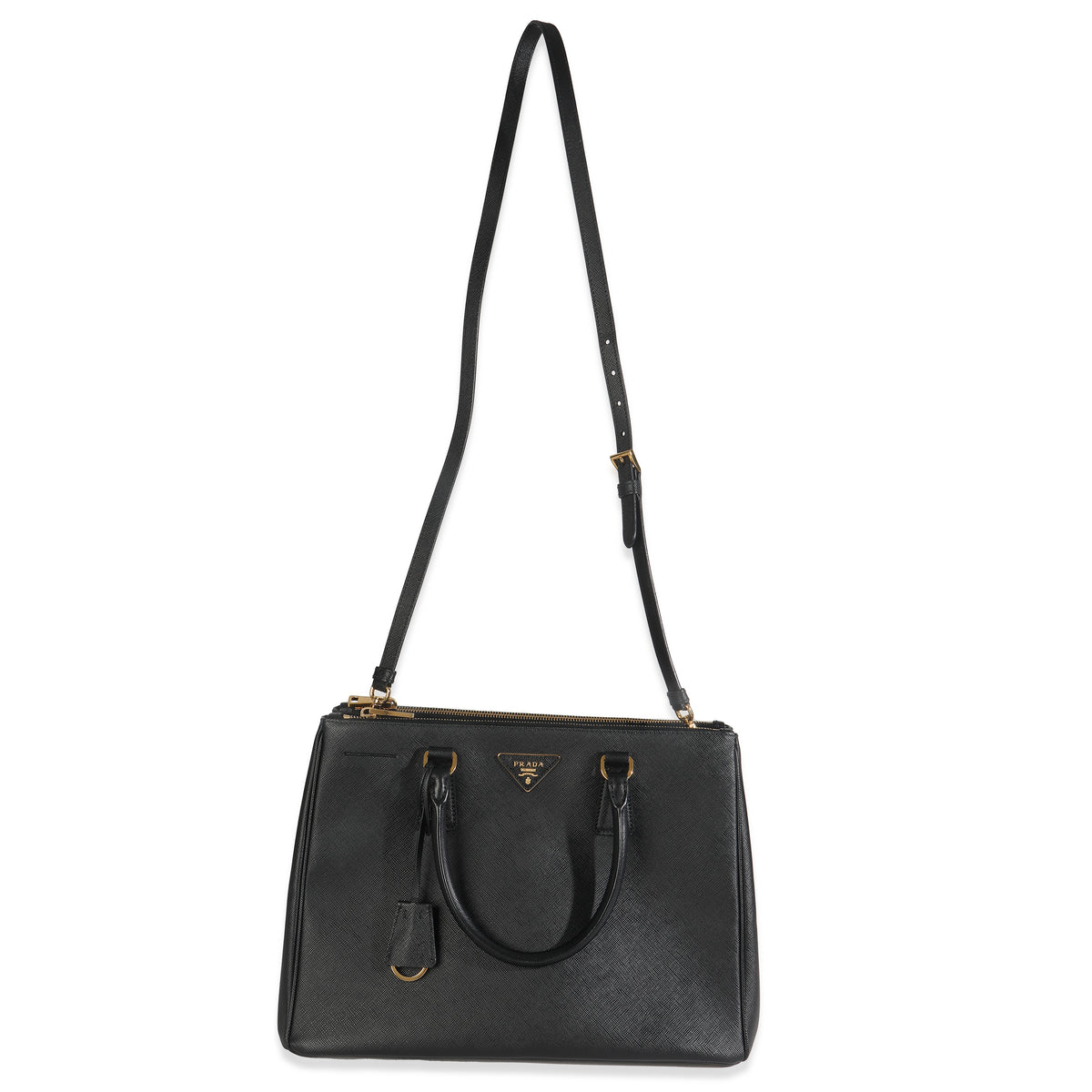 Black Saffiano Galleria Lux Medium Double Zip Tote