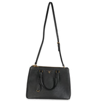 Black Saffiano Galleria Lux Medium Double Zip Tote