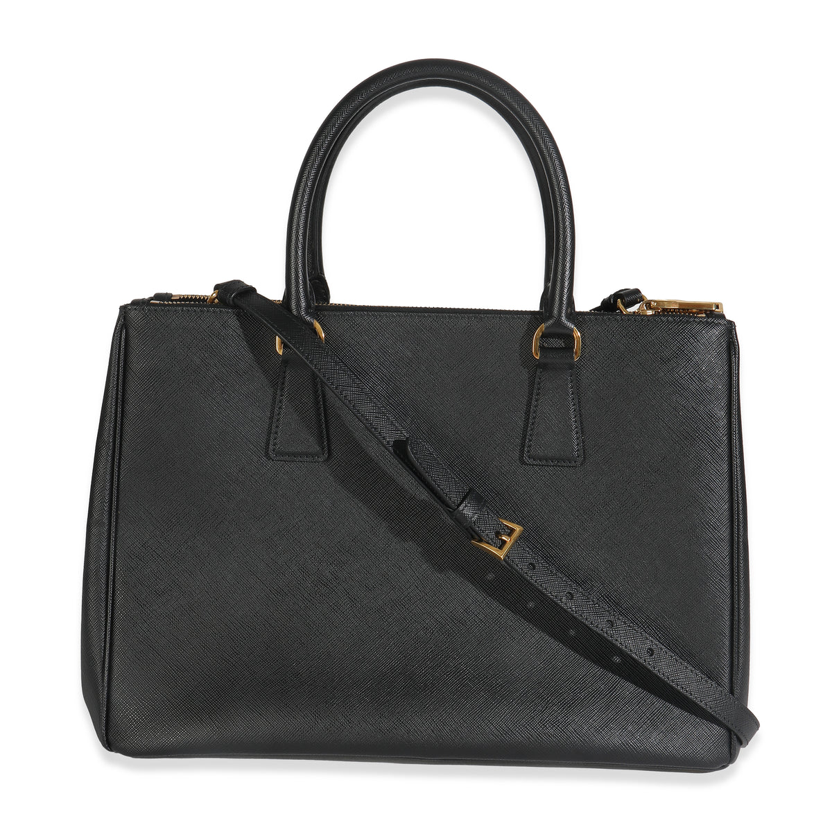 Black Saffiano Galleria Lux Medium Double Zip Tote