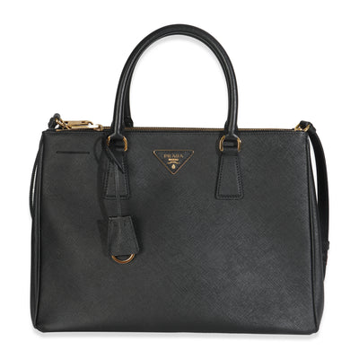 Black Saffiano Galleria Lux Medium Double Zip Tote