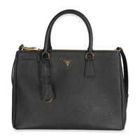 Black Saffiano Galleria Lux Medium Double Zip Tote