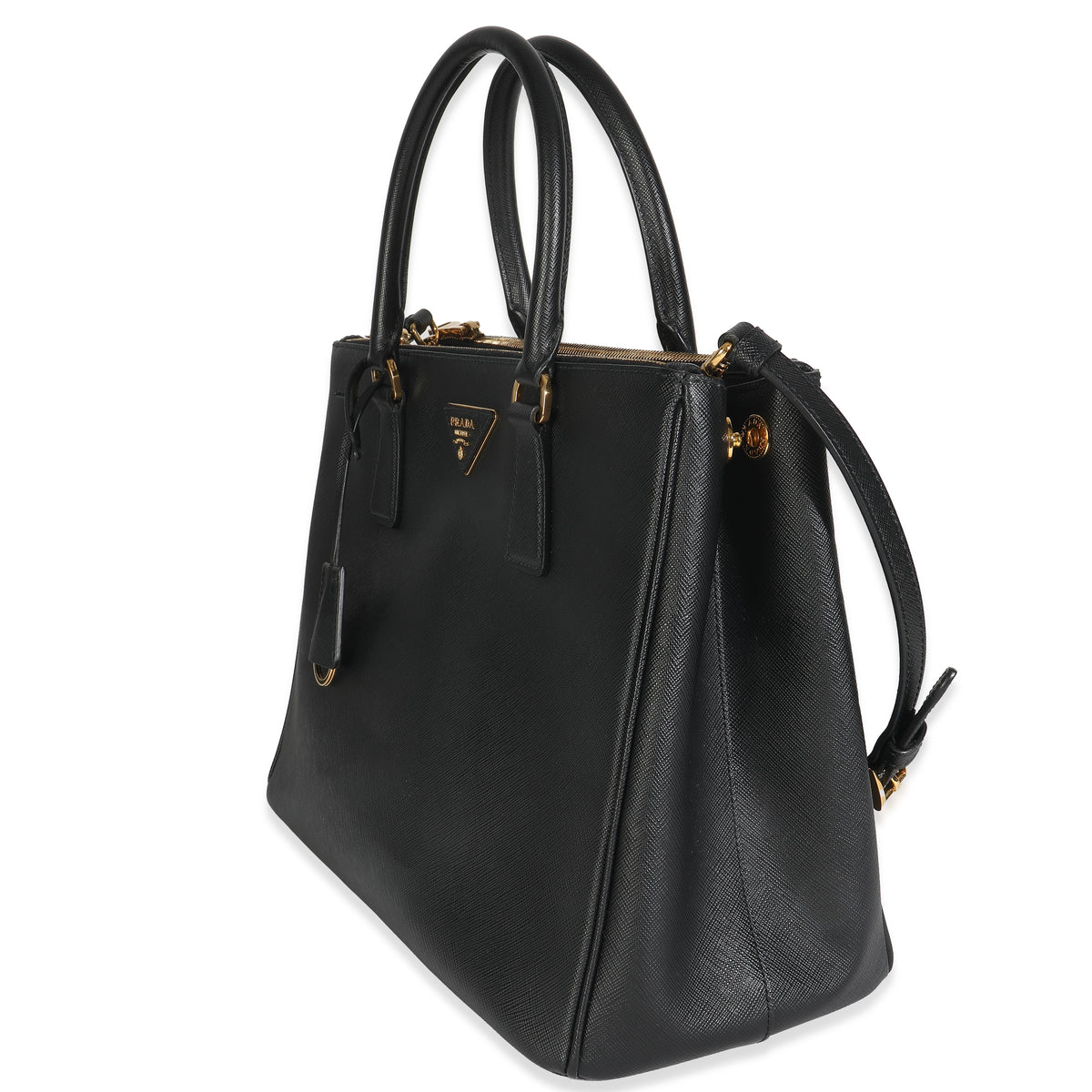Black Saffiano Galleria Lux Medium Double Zip Tote