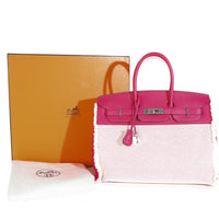 Framboise Ecru Swift Twill H Fray Fray Birkin 35 PHW