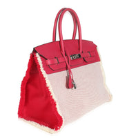 Framboise Ecru Swift Twill H Fray Fray Birkin 35 PHW