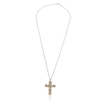 Yellow Gold & Platinum Diamond Schlumberger 16 Stone Cross Pendant