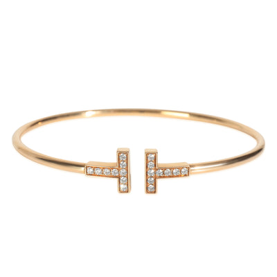 Rose Gold Diamond Tiffany T Wire Bracelet