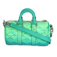 Bleu Vert Taurillon Illusion Keepall XS