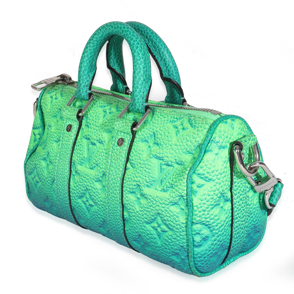 Bleu Vert Taurillon Illusion Keepall XS