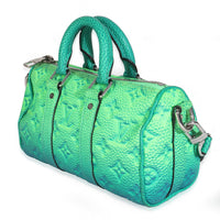 Bleu Vert Taurillon Illusion Keepall XS