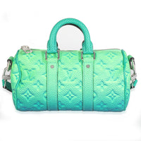 Bleu Vert Taurillon Illusion Keepall XS