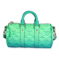 Bleu Vert Taurillon Illusion Keepall XS