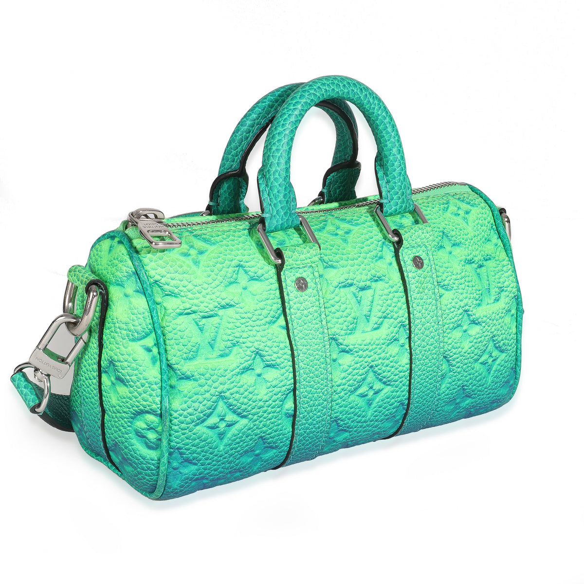 Bleu Vert Taurillon Illusion Keepall XS