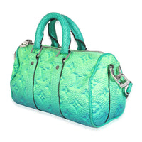Bleu Vert Taurillon Illusion Keepall XS