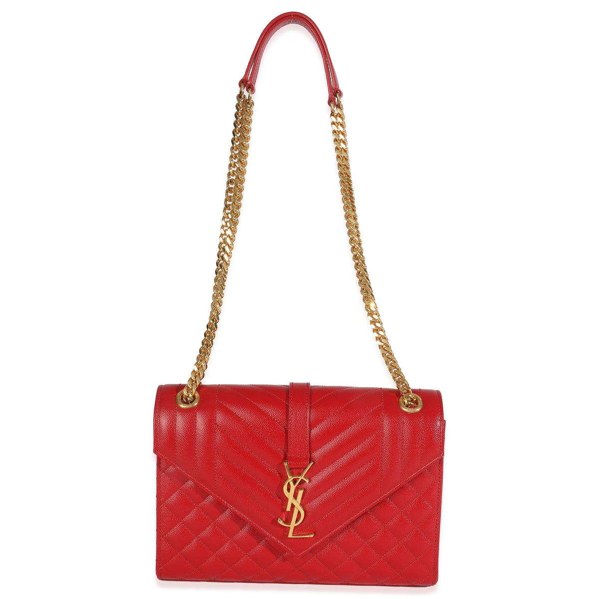 Red Monogram Matelasse Medium Envelope Chain Bag